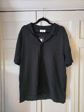 Common Market Black Button-Up Knit Polo Shirt XL NWT Casual Menswear